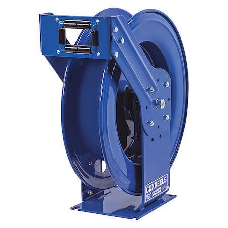 Spring Return Hose Reel, 1 in Hose Diameter, 50 ft Length, 300 psi Max. Pressure, Brass, Blue