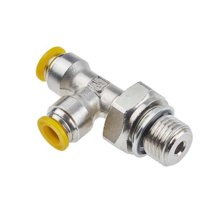Metric Metal Push-to-Connect Fitting, Brass, Silver