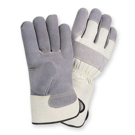Leather Gloves, Cowhide, Gauntlet Cuff, Wing Thumb, Full Finger, Gray, S, 1 PR
