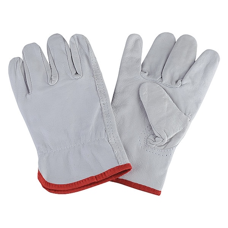 Leather Drivers Gloves, Goatskin, Gunn Cut, Full Finger, Shirred Slip-On Cuff, Gray, M,PR