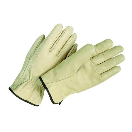 Leather Drivers Gloves, Cowhide, Full Finger, Shirred Slip-On, Large, 1 Pair