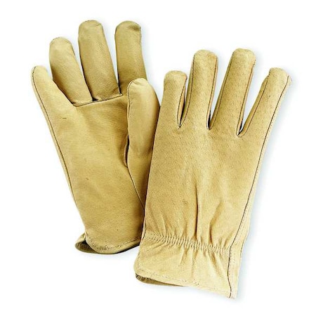 Leather Drivers Gloves, Pigskin, Shirred Slip-On, Keystone Thumb, Gunn Cut, Beige, XS 1 PR