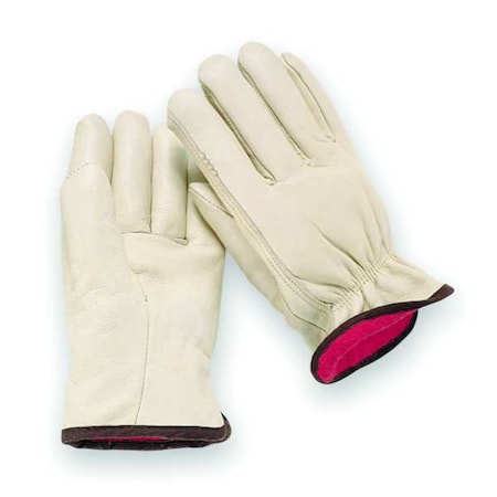 Leather Drivers Gloves, Cowhide, Shirred Slip-On, Straight Thumb, Gunn Cut, Beige, S 1 PR