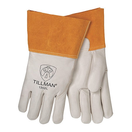 Welding Gloves, Tillman 1350, MIG, Straight Cuff, Cowhide, Kevlar Stitching, Unlined, L,PR