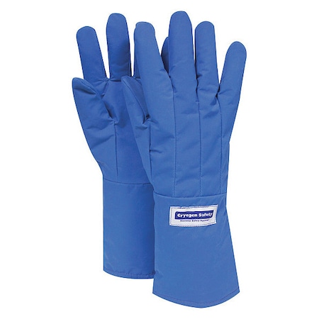 Water Resistant Cryogenic Gloves, 15 in Length, Nylon, Gauntlet, Elbow Coverage, M