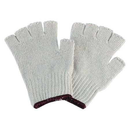 Knit Gloves, Cotton/Polyester, None Uncoated, Knit, Beige, L, 1 PR