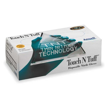 TouchNTuff 92-500, Disposable Gloves, 5.00 to 5.99 mil Palm, Nitrile, Powdered, XL, 100 PK, Green