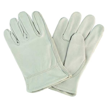 Leather Drivers Gloves, Cowhide, Shirred Slip-On, Keystone Thumb, Gunn Cut, Off White, S 1 PR