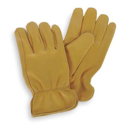 Leather Drivers Gloves, Deerskin, Shirred Slip-On, Keystone Thumb, Gunn Cut, Yellow, L 1 PR