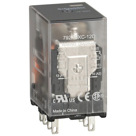 Plug-In, General Purpose Relay, Square, 12 A, 8 Pins, Faston Connector