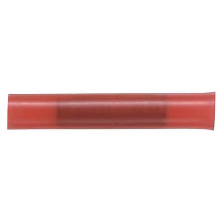 Butt Splice Wire Connector, 18 AWG Max, Red, Nylon Insulation, 600 V, 100 PK