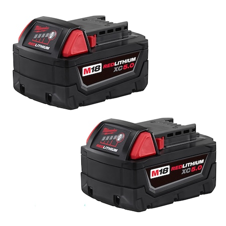 M18 REDLITHIUM XC5.0 Battery, 5.0Ah, Extended Capacity, 18V, Li-Ion, Batteries, 2PK