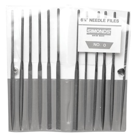 Needle File Set, 5-1/2in.L, Swiss, Natural