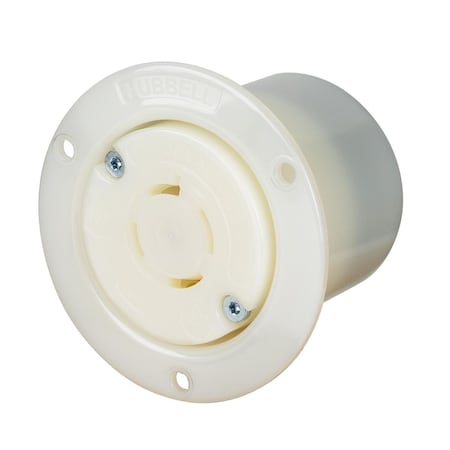 Locking Receptacle, L16-20R, 20 A, 480V AC, Three Phase, 3 Pole, Flush Mount, White