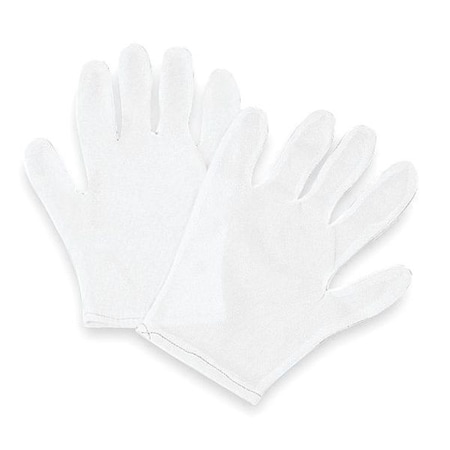 Reversible Inspection Gloves, Polyester, 9.25 in Length, Medium, White, Size L ,12 PK