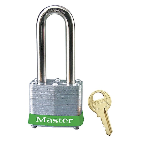 Lockout Padlock, Keyed Different, Steel, Green, 2 in Shackle Height, 1 9/16 in Body Width