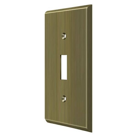 Single Switch Cutout Switch Plate, Number of Gangs: 1 Solid Brass, Antique Brass Finish