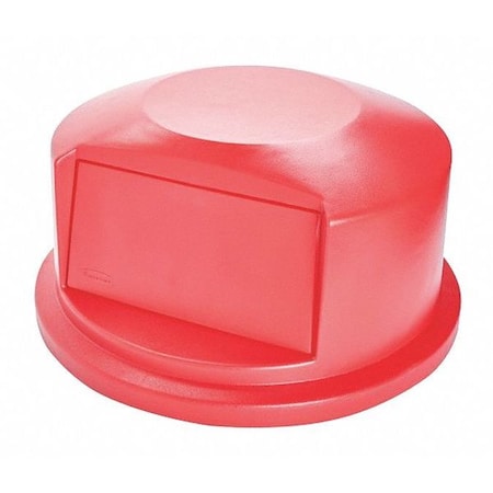 BRUTE(R) 44 gal Trash Can Lid, Dome with Push Door Red, Resin, 1 Openings 24 3/4 in W/Dia