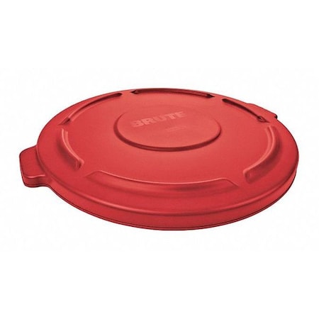 BRUTE(R) 44 gal Trash Can Lid, Flat Red, Resin, 0 Openings 24 1/2 in W/Dia