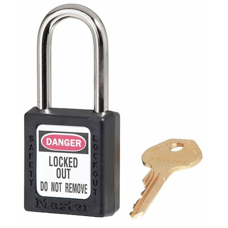 Zenex Thermoplastic Safety Padlock, 1-1/2 in Wide with 1-1/2 in Shackle, Black