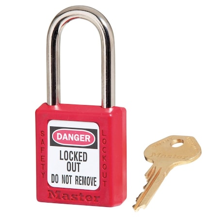 Lockout Padlock, Keyed Different, Thermoplastic, Standard Body, Steel, Red