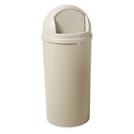 Marshal 15 gal Round Indoor Plastic Can, Beige, None, Plastic, Not Applicable