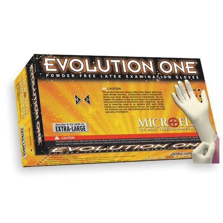 Microflex Evolution One, Latex Disposable Gloves, 5.5 mil, Powder-Free, XL, 100 PK, Beige