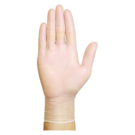 Disposable Gloves, 4.00 to 4.99 mil Palm, Vinyl, Powder-Free, M (8), 100 PK, Clear