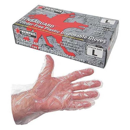 SensaGuard 5040, Disposable Gloves, 0.00 to 0.99 mil Palm, Polyethylene, Powder-Free, M (8), 500 PK
