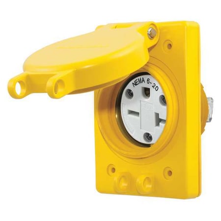 Watertight Receptacle, Receptacle, 250V AC, 2 Pole, 3 Wire