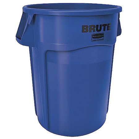 BRUTE 44 gal Round Heavy Duty Plastic Can, Blue, None, Plastic, Not Applicable