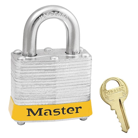 Lockout Padlock, Keyed Different, Steel, Yellow, 3/4 in Shackle Height, 1 9/16 in Body Width
