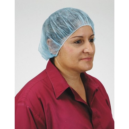 Bouffant Cap, Polypropylene, 21 in Dia., Blue, M, 100 PK
