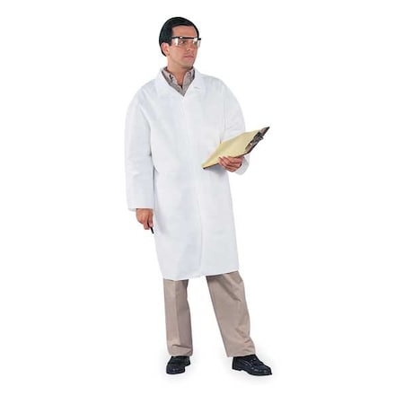 KleenGuard A40 Disposable Lab Coat, Microporous Film Laminate, Snaps Closure, White, M, 30 PK