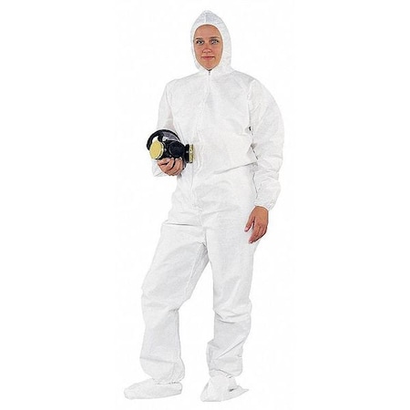 Hooded Disp. Coveralls,White,XL,PK24