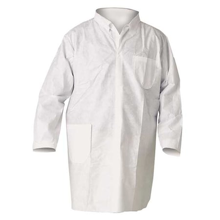 KleenGuard A20 Disposable Lab Coat, SMMMS, Snaps Closure, White, M, 25 PK