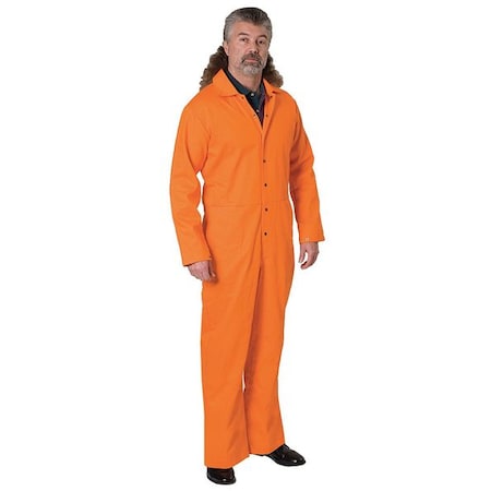 Coverall, S, 27 in Inseam, Flame-Retardant Treated Cotton, Snap