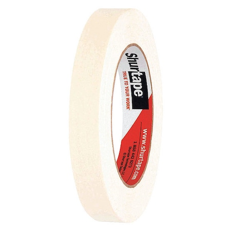 Masking Tape, 18 mm W x 55 m L, 5 mil Thick, Tan, Rubber Adhesive, 48 PK