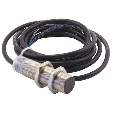 Cylindrical, Inductive Proximity Sensor, 18 mm Dia., Stainless Steel, 2 m, Bare Wire, 3 Wires, Unshielded