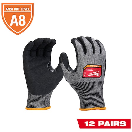 Cut Protection Dipped Gloves, Cut Level A8 ,Nitrile ,Sandy Nitrile ,2XL 12 PK