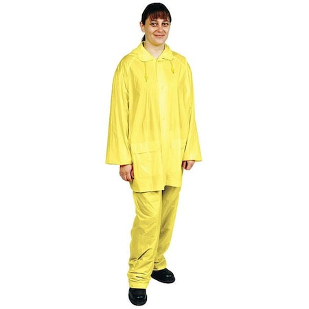 3-Piece Rainsuit with Detachable Hood, PVC, 4 mil Thick, Snap-On (Included), Yellow, 2XL
