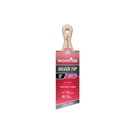 2" Short Angle Sash Soft, Silver CT Polyester Bristle, Paint Brush, Wood Handle