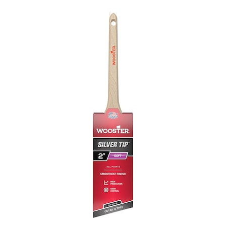 2" Angle Sash Soft, Silver CT Polyester Bristle, Paint Brush, Wood Handle