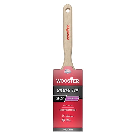 2-1/2" Flat Sash Soft, Silver CT Polyester Bristle, Paint Brush, Wood Handle