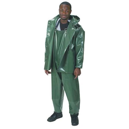 Rain Jacket with Detachable Hood,Green,M