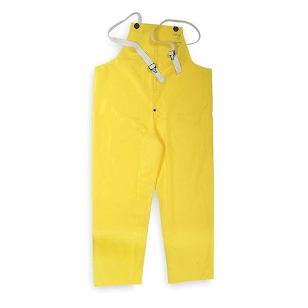 FR Rain Bib Overall, Nylon, 31 in Inseam, 40 in to 42 in Waist, 6.7 mil Thickness, Yellow, XL