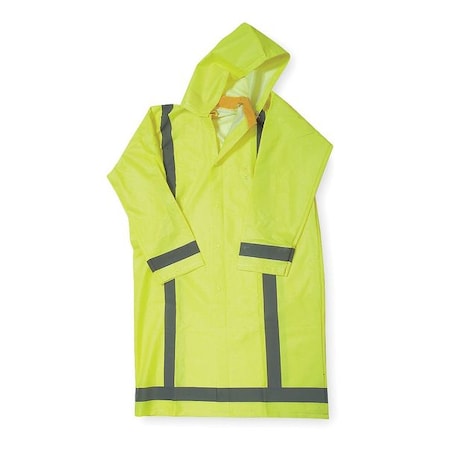Hi-Vis Rain Jacket, PVC, Class 3 Green, 3XL