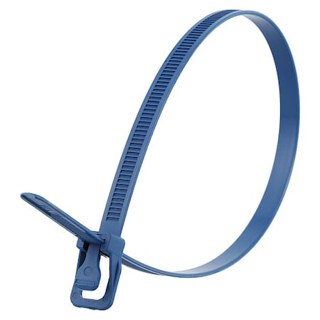Cable Tie, 14 in L, 4.33 in Max Bundle Dia., Blue, Nylon 6/6, 120 lb Strength, 100 PK