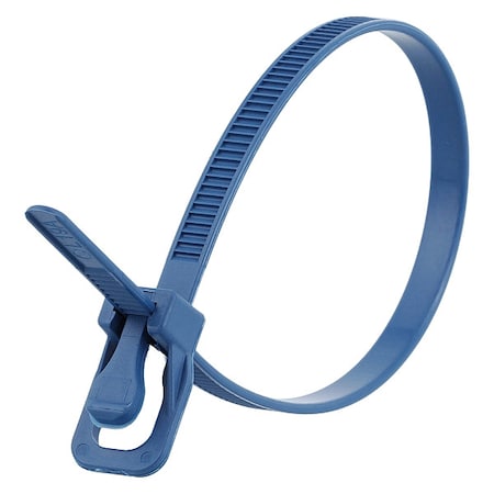 Cable Tie, 12 in L, 3.34 in Max Bundle Dia., Blue, Nylon 6/6, 50 lb Strength, 100 PK