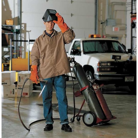 Welding Jacket, Twaron(R), 8.5 oz., 30 in Length, Snaps Closure, 1 Pockets, Brown, XL
